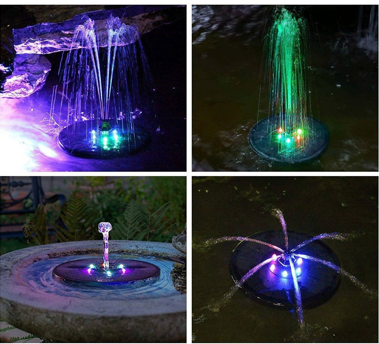 نافورة شمسية LED متعددة الألوان