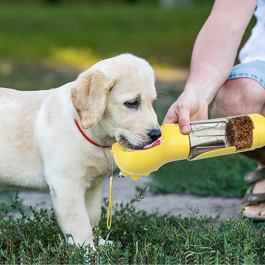 Botella 4-en-1 para hidratar y nutrir a tu perro 